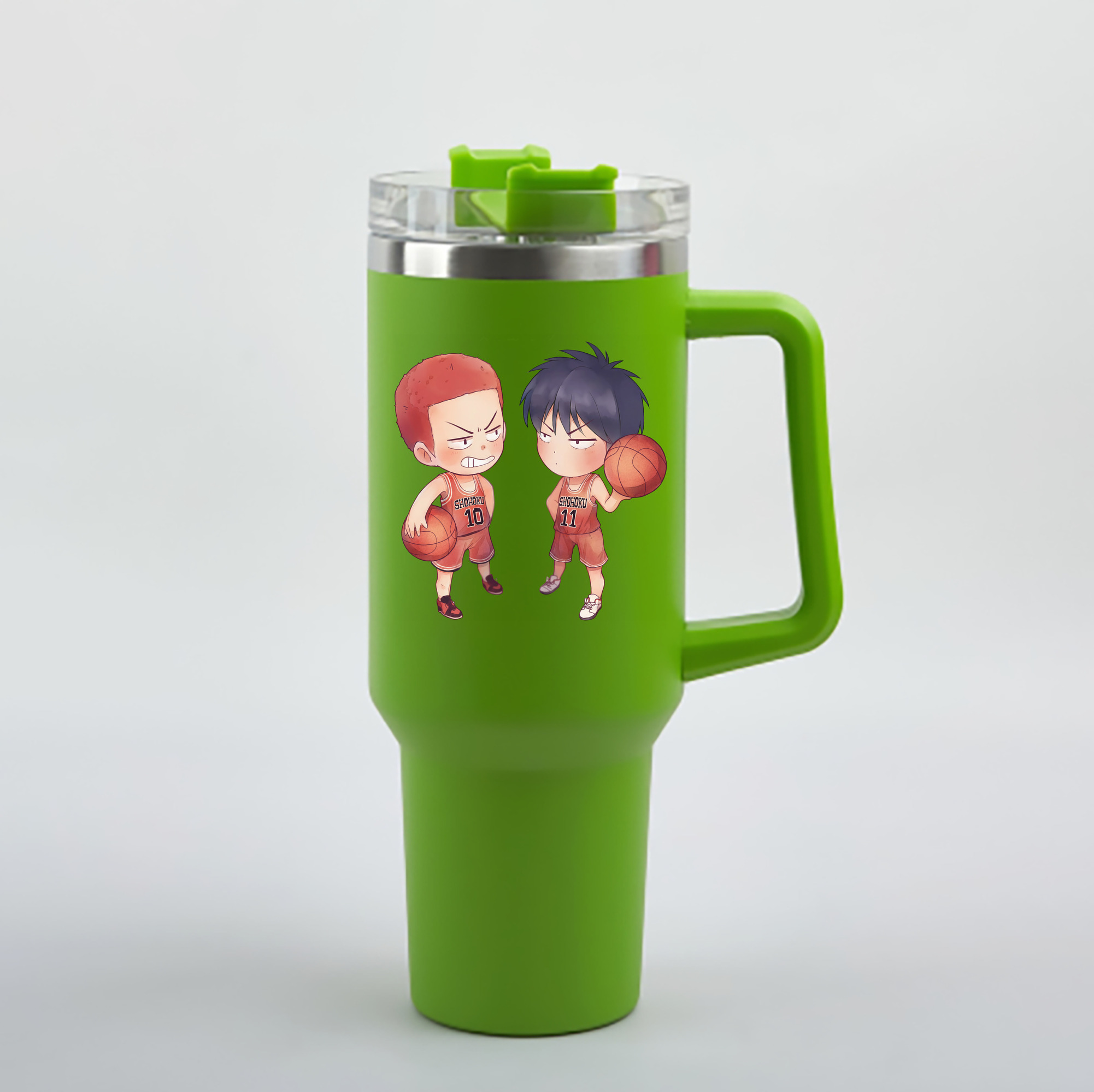 （画像用） SLAM DUNK／スラムダンク 1200mL車用タンブラー - クリスタルステッカー（プラスチックストロー付き）